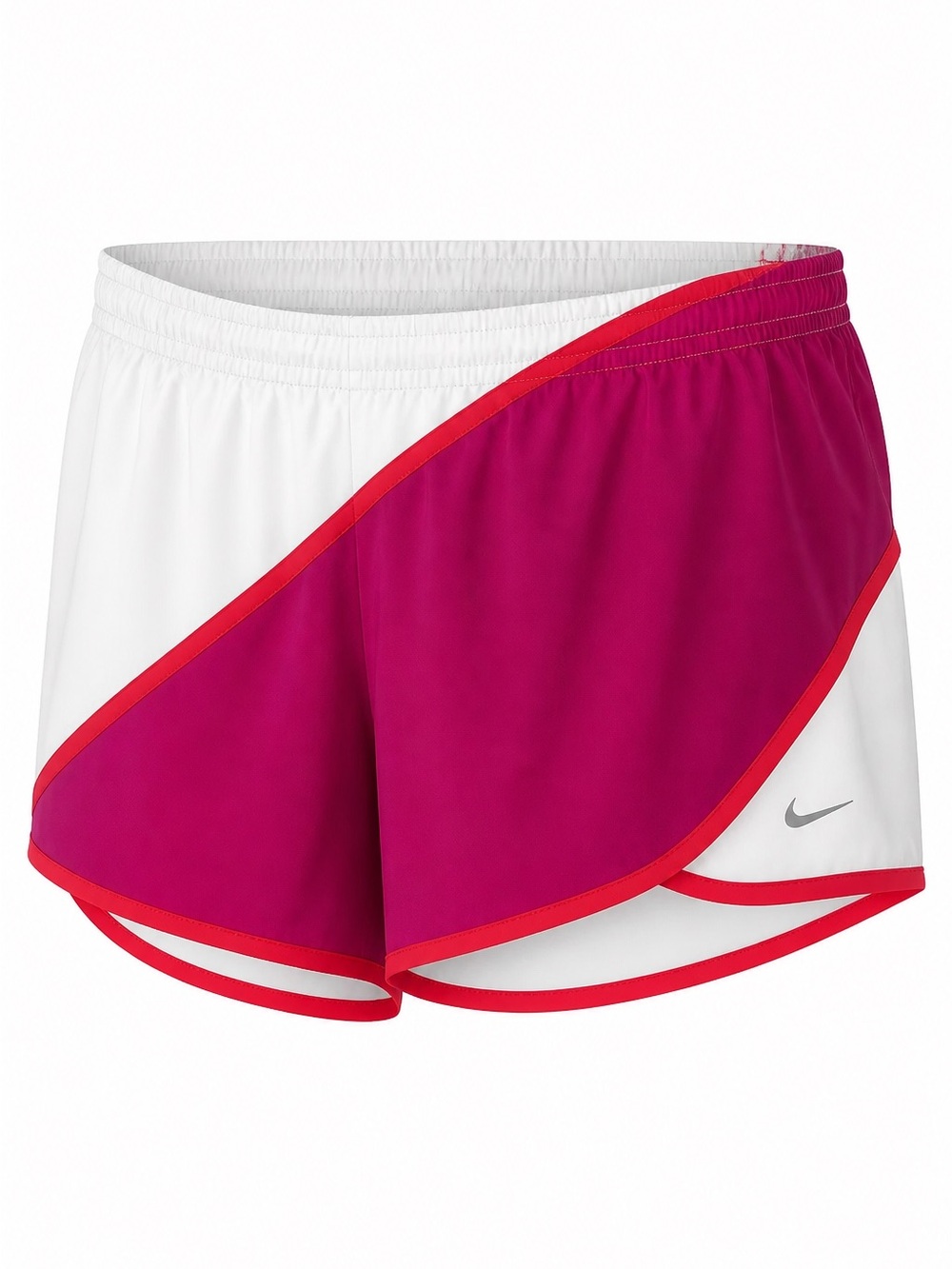 Nike Girls White Pink Red Colorblock Athletic Shorts